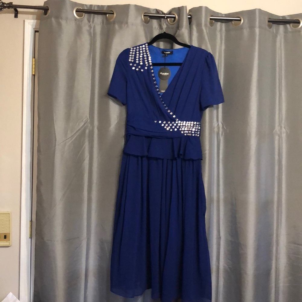 Royal blue ladies embellished cocktail dress